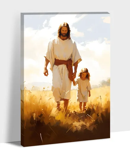 Vista 15 de Arte de pared de Jesús y el niño, póster minimalista bohemio cristiano, lienzo para pared, imagen abstracta de Jesús, arte cristiano religioso