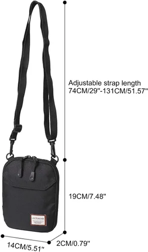 Vista 7 de Bolso bandolera pequeño para hombre, mini bolso de mensajero para teléfono y pasaporte