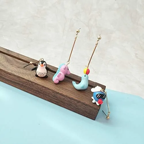 Vista 7 de Lindos pingüinos de leones marinos largos pendientes colgantes de resina animal marino marino para mujer joyería-pingüino, Metal Resina, No es una