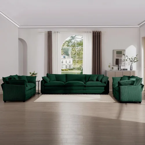 Vista 20 de KEIKI Juego de sofá de 2 piezas con 2 sofás individuales de pana extragrandes, juego de sillas decorativas modernas de 2 plazas tapizadas con 2
