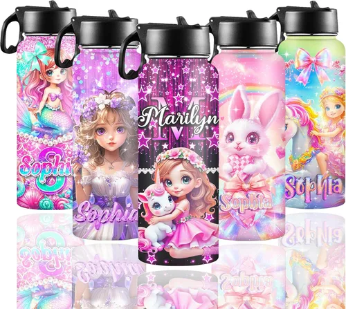 Vista 18 de Botella de agua personalizada con foto, botella de agua deportiva de acero inoxidable con imagen personalizada para niños, hombres y mujeres