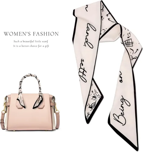 Vista 19 de Women's Designer Neckerchief Handbag Handle Ribbon Fashion Scarf Letter Printed Hair Tie