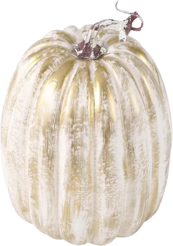 Vista 11 de Lucakuins Calabazas artificiales grandes de 8 pulgadas, calabazas blancas decorativas de espuma, lindas calabazas falsas para decoración del hogar