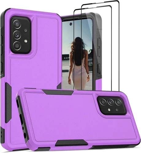 Vista 11 de Jeylly Funda para Samsung Galaxy A52 5G, Galaxy A52 Funda para teléfono con protector de pantalla híbrida de silicona antiarañazos, funda de defensa