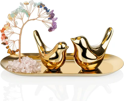 Vista 10 de ZenBless Árbol de Cristal Curativo de 7 Chakras de Cerámica Un Par Decoración de Elefante Regalos de Elefante para Mujeres, Estatuas de Elefantes
