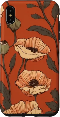 Vista 11 de iPhone 16 Floral Pattern Poppies Terracotta Poppy Flower Case