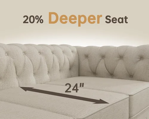 Vista 2 de Morden Fort - Juego de sillas y sofá Chesterfield clásico, con reposabrazos acolchados y patas de madera maciza, sofá cama para mascotas, cómodo