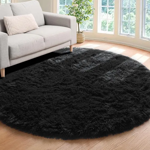 Vista 104 de ONASAR - Alfombra de pasillo negra de 2 x 6 pies, esponjosa, lavable, ultrasuave, afelpada, peluda, tapete para bebés, dormitorio de niños, armario