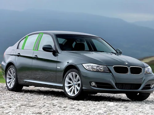Vista 2 de Rvinyl Moldura de ventana de poste de pilar compatible con BMW Serie 3 2006-2012 (Sedán), aluminio (negro cepillado)
