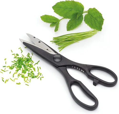 Vista 5 de KitchenCraft KCSCISSORMP - Tijeras de cocina y abrebotellas, acero inoxidable, 8.3 in, color negro