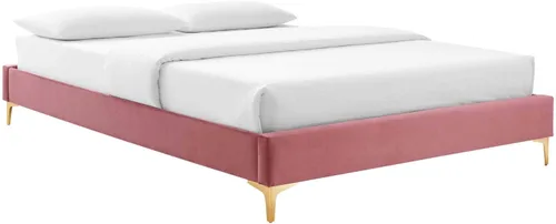 Vista 2 de Modway MOD-6305-DUS Sutton - Marco de cama de terciopelo de rendimiento individual, color rosa polvoriento