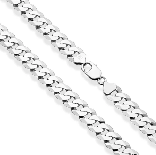 Vista 2 de Miabella Solid 925 Sterling Silver Italian 12mm 12 Inch Solid Diamond-Cut Cuban Link Curb Chain Necklace For Men Made in Italy