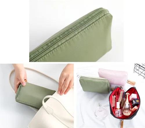 Vista 6 de Pequeña bolsa de maquillaje para bolso, bolsa de maquillaje, pequeña bolsa de cosméticos, mini bolso portátil para mujeres y niñas, Negro