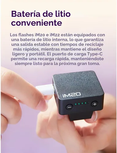 Vista 4 de GODOX iM20 Mini Flash para cámara con batería incorporada, compacto y portátil GN10/470 mAh, carga USB-C y zapata universal compatible con Sony Negro