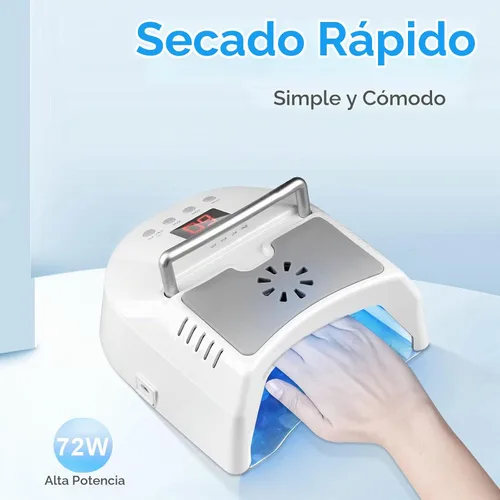 Vista 2 de IMENE - Lámpara de uñas profesional LED UV, inalámbrica, 72 W, luces UV para uñas de gel con ventilador, secadora de uñas recargable con mango
