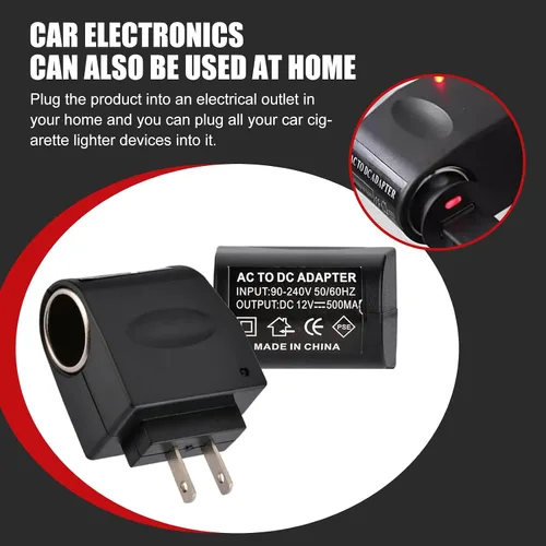 Vista 7 de Convertidor de CA a CC para automóvil, adaptador de encendedor de cigarrillos de vehículo, adaptador de corriente de 220 V a 12 V