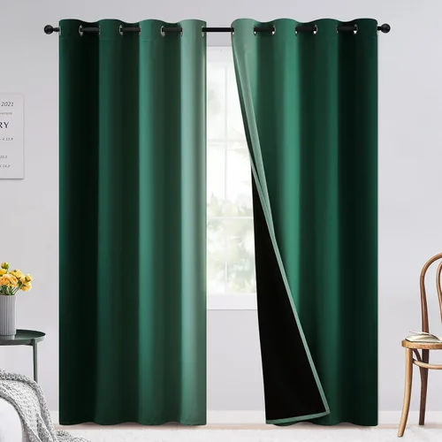 Vista 27 de SimpleHome Cortinas degradadas degradadas para oscurecer la habitación de 36 pulgadas de largo para dormitorio, con ojales y bloqueo de luz Negro