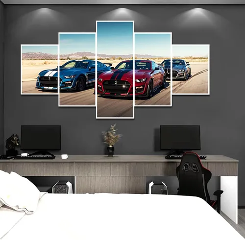 Vista 2 de Póster de automóvil deportivo, lienzo de automóvil deportivo americano musculoso, arte de pared para hombres, oficina, dormitorio, sala de estar