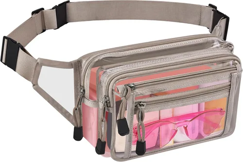 Vista 20 de Riñonera transparente aprobada por estadios para mujeres, para el trabajo, bolsa de cintura multiusos para viajes y eventos deportivos, 2 colores.