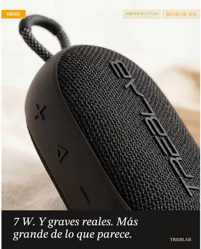 Vista 3 de TREBLAB HD-Go - Ultra Portable Hand Held Speaker with Clip, 16H Playtime Potencia de 7 W con graves, IPX7 impermeable, micrófono integrado, compacto
