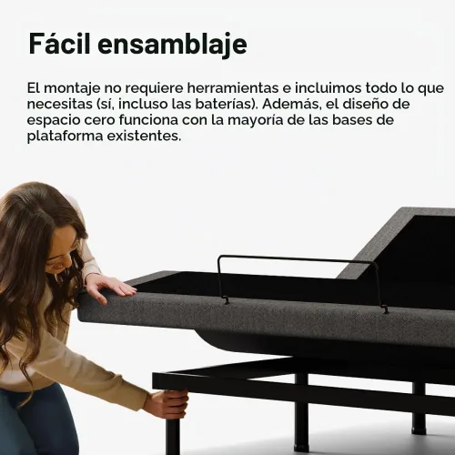 Vista 6 de Adjustable Comfort - Base de cama ajustable tapizada y cómoda 2.0 con motores mejorados, masaje, control remoto inalámbrico, puerto USB