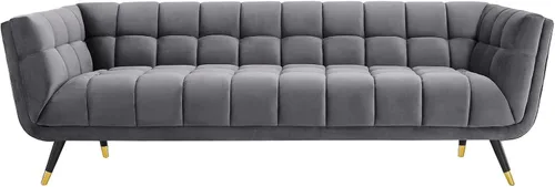Vista 4 de Modway Adept. - Banco tapizado de terciopelo. Gris