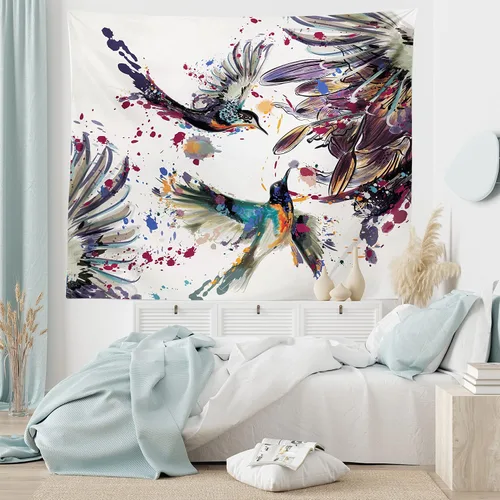 Vista 72 de Ambesonne Tapiz Trippy, vista panorámica de la cascada con bosques de ensueño y mandala oriental psicodélico, decoración de tela para colgar