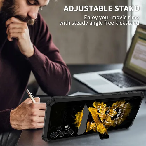 Vista 5 de BVDIKMI Funda para Samsung Galaxy A32 5G con ranura desmontable para tarjetero, soporte híbrido, de doble capa, resistente, a prueba de golpes