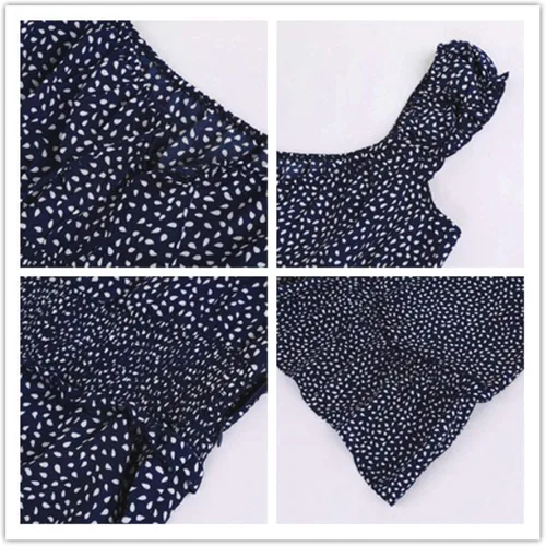 Vista 4 de Yobecho - Minivestido estampado de verano con mangas con volantes y escote corazón para mujer