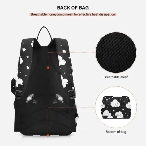 Vista 4 de Unisex Tennis Bag Waterproof Cartoon Happy White Cloud Black Sports Tennis Badminton Bag Case for Women Men raquetas Denis para principiantes