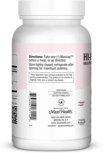 Vista 2 de Maxi Health HI-PO Dophilus - Probióticos Acidophilus de alta potencia - 60 cápsulas - Kosher