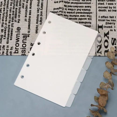 Vista 2 de Separadores de Plástico A7 Transparentes y Resistentes, Separadores de Carpeta de 6 Anillas con Pestañas, Insertos para Planificador Personal