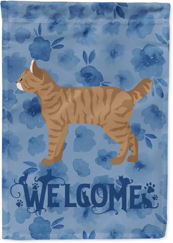 Vista 274 de Caroline's Treasures CK4813CHF - Bandera de bienvenida con gato abisinio azul, manga grande, para porche, para colgar en la pared, poliéster