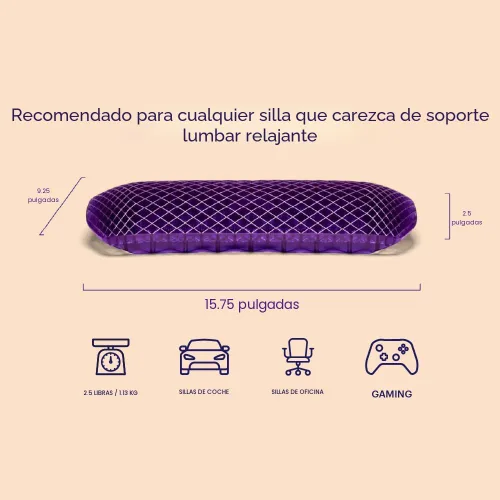 Vista 2 de Purple Cojín para espalda. GelFlex Grid Molded to Your Lower Back, Adjustable Strap - Pressure-Reducing, Temperature-Neutral - Made in USA
