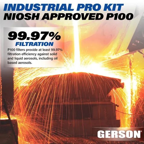 Vista 4 de GERSON Industrial P100 Respirador Kit de soldadura, sílice y polvo de hormigón, molde (mediano)