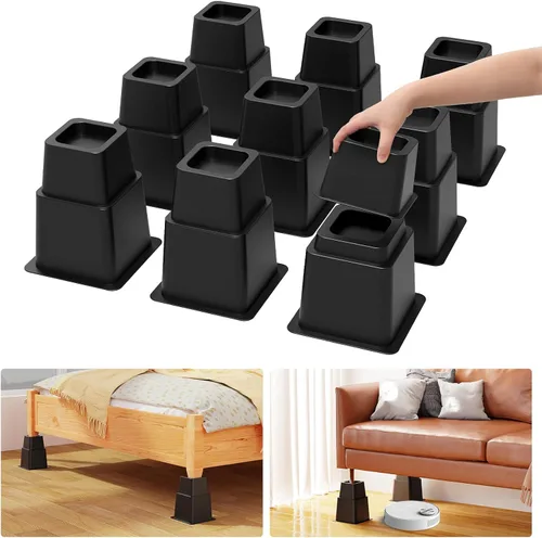 Vista 7 de Elevadores de cama de 3, 5 u 8 pulgadas, resistentes, elevadores de muebles ajustables para cama, sofá, mesa, silla, soporta hasta 1500 libras