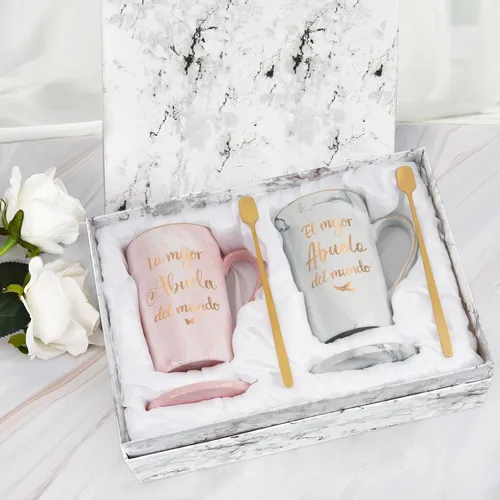 Vista 8 de Maustic Abuela Abuelo Regalos en español, Las Mejores Tazas de Café de Abuela y Abuelo, Tazas de Café de la Mejor Abuela y Abuelo del Mundo, Regalos