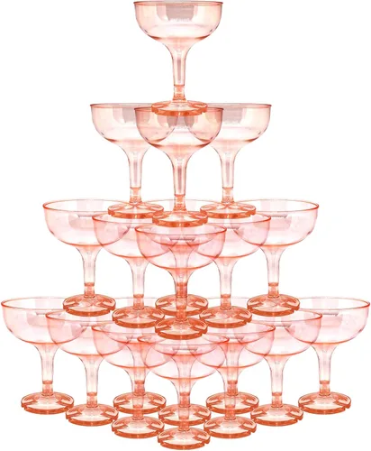 Vista 7 de 50 Copas de Champán de Plástico para Fiestas, Copas de Champán Desechables de 5 onzas, Vasos de Martini Acrílicos Irrompibles (Transparente)