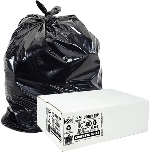 Vista 8 de Aluf Plastics Bolsas de basura negras resistentes de 33 galones de 1.7 milésimas de pulgada de pulgada de grosor con cierre de solapa E-Z de 33 x 39