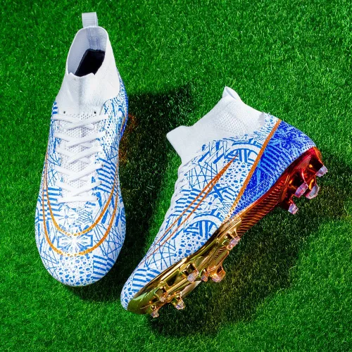 Vista 6 de Zapatos de fútbol para hombre FGAG con cordones, zapatos de fútbol para adultos, atléticos al aire libre, firmes, para césped
