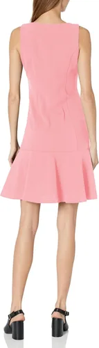Vista 2 de Tommy Hilfiger Vestido de cuello cuadrado con cremallera de crepé para mujer