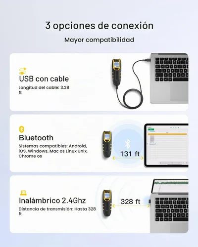 Vista 6 de Inateck Escáner de Código de Barras Inalámbrico, Escáner de Código de Barras Bluetooth Portátil con Pantalla, Escáner de Código de Barras 1D 2D QR