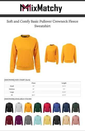 Vista 5 de MixMatchy Sudadera básica suave y cómoda de forro polar con cuello redondo para mujer