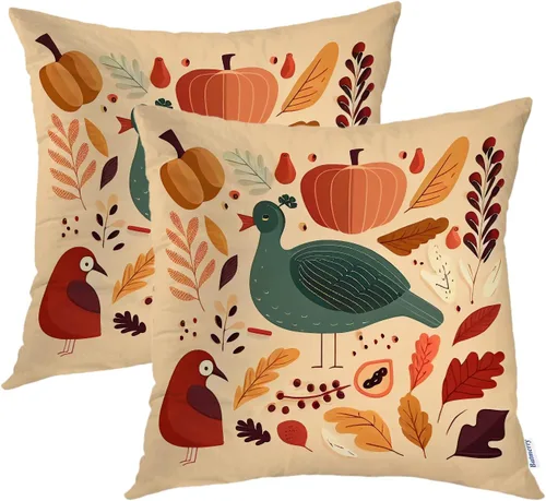 Vista 61 de Batmerry Autumn Forest Throw Pillow Covers, Yellow Orange Foliage in Fall Park Decorative Pillow Covers Digital Printing Blended for Couch Sofa Bed