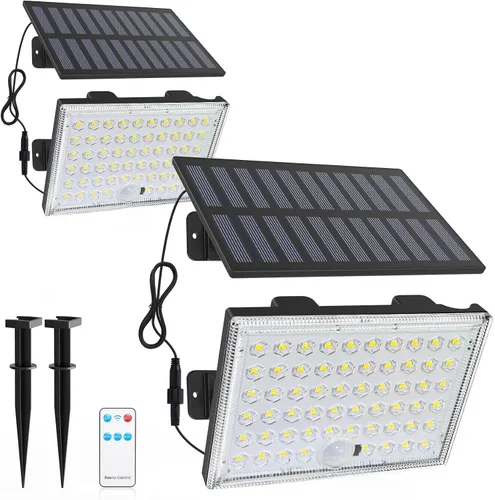 Vista 9 de LumiZen Luces solares para exteriores, control remoto, luces solares con sensor de movimiento con 3 modos, iluminación de inundación impermeable