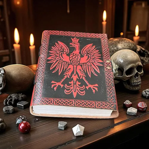 Vista 7 de Blank Spell Book of Shadows Leather Journal – Red Eagle Embossed Diary Celtic Knot Border Notebook Vintage Writing Journal, Sketchbook & Gift