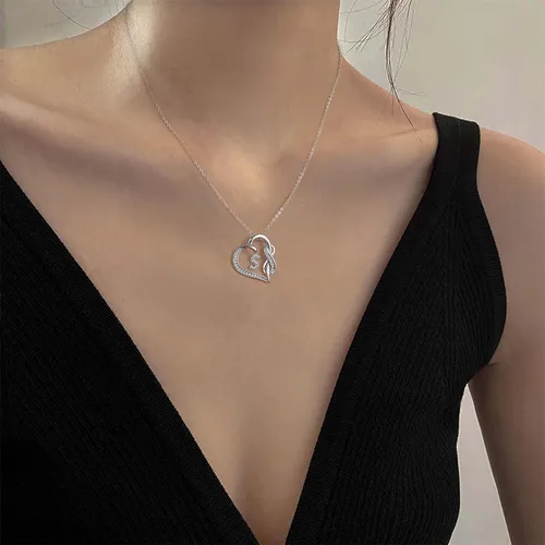 Vista 3 de Collares con inicial de corazón para mujer, collar con inicial infinita para regalos de adolescentes y niñas