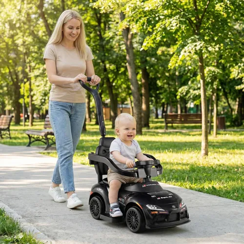 Vista 9 de Costzon Coche de empuje para niños pequeños, 3 en 1 Cochecito deslizante para caminar con licencia de Toyota con mango, música, barandilla