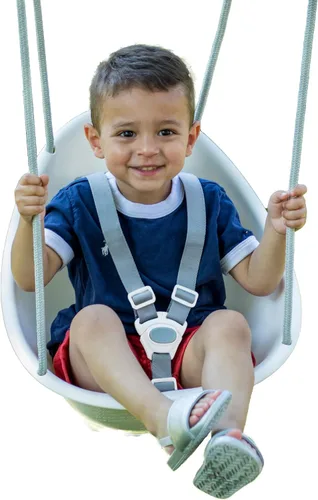 Vista 11 de Swurfer Columpio de coco para niños pequeños, cómodo columpio para bebé al aire libre, arnés de seguridad ajustable de 3 puntos, sistema de bloqueo