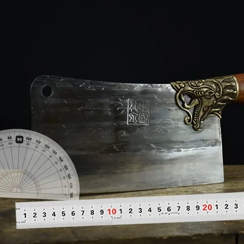 Vista 6 de Cuchillo de carne, cuchillo de cocina forjado a mano de 8.5 pulgadas, cuchillo de cocina de hoja afilada, cuchillo de corte de hueso Longquan